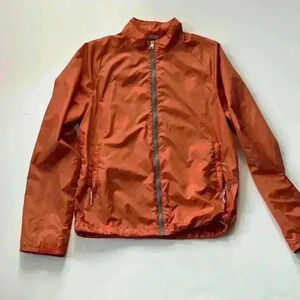 Ben Sherman rain jacket zip portable rust orange jacket size large